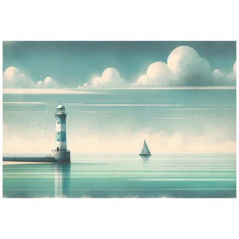 TAPETE LEUCHTTURM AUF RUHIGEM MEER - TAPETEN MEER UND STRAND - TAPETEN