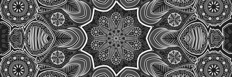 OBRAZ INDICKÁ MANDALA S KVĚTINOVÝM VZOREM V ČERNOBÍLÉM PROVEDENÍ - ČERNOBÍLÉ OBRAZY - OBRAZY