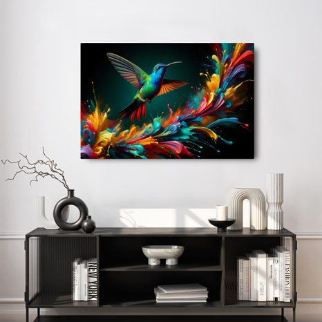 TABLOU COLIBRI COLORAT ÎN ZBOR - TABLOURI PĂSĂRI - TABLOURI