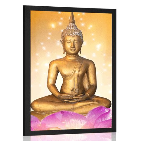 POSTER STATUE OF BUDDHA ON A LOTUS FLOWER - FENG SHUI - POSTERS