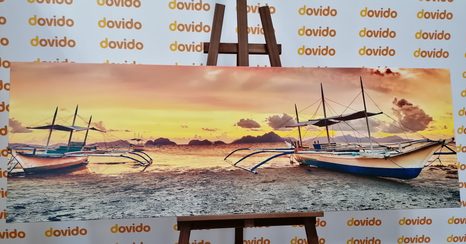 OBRAZ LOĎKY PŘI ZÁPADU SLUNCE - OBRAZY PŘÍRODY A KRAJINY - OBRAZY