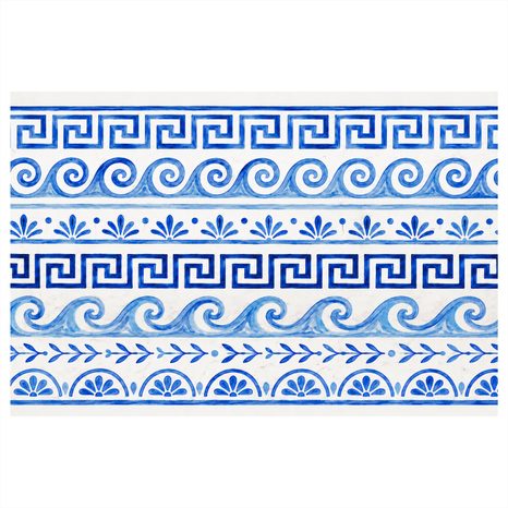 TABLEAU SUR TOILE – ORNEMENT GREC BLEU ET BLANC - TABLEAUX PAR THÈME - TABLEAUX