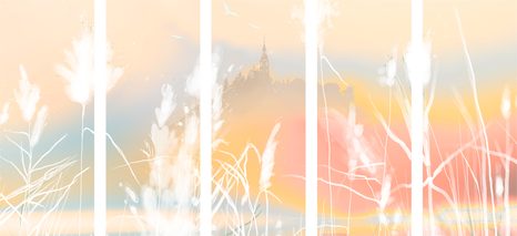 5-DÍLNÝ OBRAZ POHÁDKOVÝ ZÁMEK NA KOPCI - OBRAZY PŘÍRODY A KRAJINY - OBRAZY