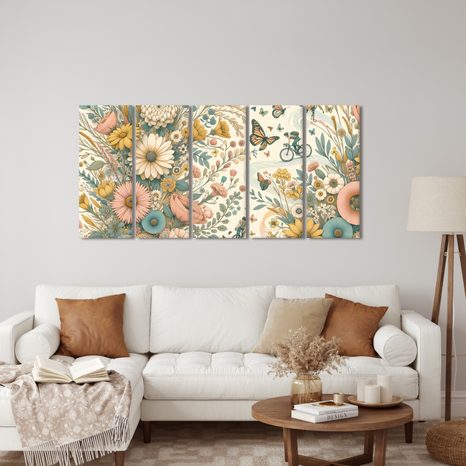 5-DIELNY OBRAZ JAZDA V LETNEJ PRÍRODE - OBRAZY POLIA A LÚKY - OBRAZY