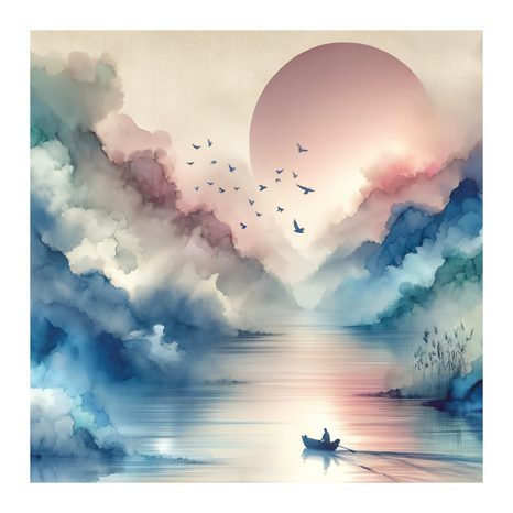 QUADRO SU TELA – TOCCO DI CIELO E TERRA - QUADRI LAGHI - STAMPE E QUADRI