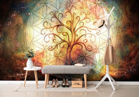 SELF ADHESIVE WALLPAPER TREE WITH A FLOWER OF LIFE - SELF-ADHESIVE WALLPAPERS - WALLPAPERS