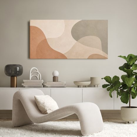 CANVASTAVLA MINIMALISTISK KOMPOSITION I NATURTONER - TAVLOR MED ABSTRAKTA FORMER - TAVLOR