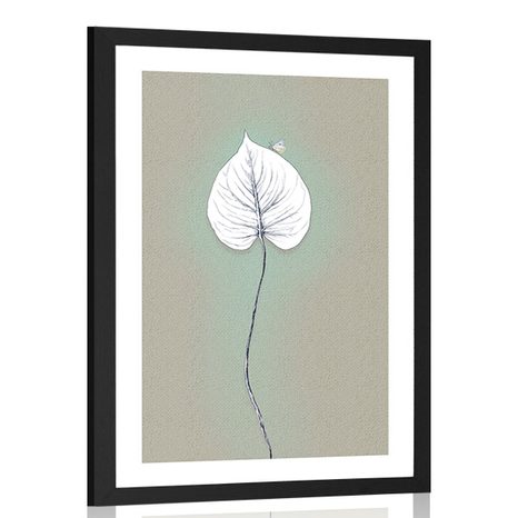 POSTER PASSEPARTOUT LONELY LEAF