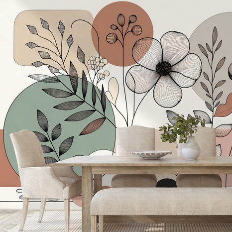 SAMOLEPÍCÍ FOTOTAPETA ABSTRAKTNÍ KVĚTINY A LISTY - ABSTRAKTNÍ TAPETY - TAPETY