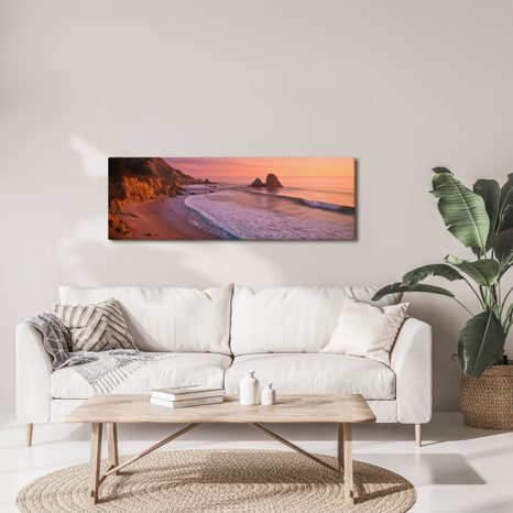 WANDBILD ROMANTISCHER ABEND AM MEER - BILDER VON SONNENAUFGANG UND SONNENUNTERGANG - BILDER