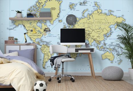 TAPETE STILVOLLE WELTKARTE MIT KOMPASS - WELTKARTEN-TAPETEN - TAPETEN