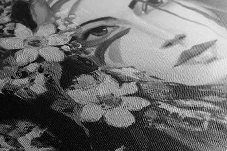 OBRAZ ORIGINÁLNÍ MALBA ŽENY V ČERNOBÍLÉM PROVEDENÍ - ČERNOBÍLÉ OBRAZY - OBRAZY