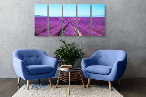 5-DÍLNÝ OBRAZ NEKONEČNÉ LEVANDULOVÉ POLE - OBRAZY PŘÍRODY A KRAJINY - OBRAZY