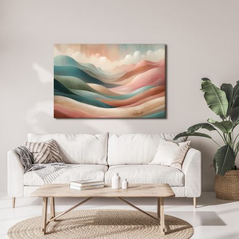 WANDBILD PASTELLWELLEN DER BERGLANDSCHAFT - BILDER VON BERGEN - BILDER