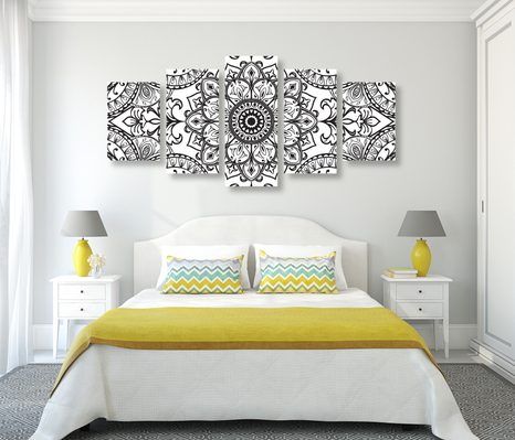 TABLOU 5-PIESE ORNAMENT ÎN ALB-NEGRU - TABLOURI ALB-NEGRU - TABLOURI