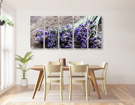 5-DÍLNÝ OBRAZ KYTICE Z LEVANDULE - OBRAZY KVĚTŮ - OBRAZY