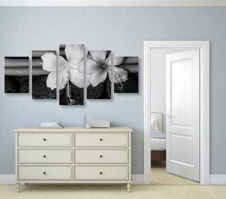 5 RÉSZES KÉP WELLNES CSENDÉLET FEKETE FEHÉRBEN - FEKETE-FEHÉR KÉPEK - KÉPEK