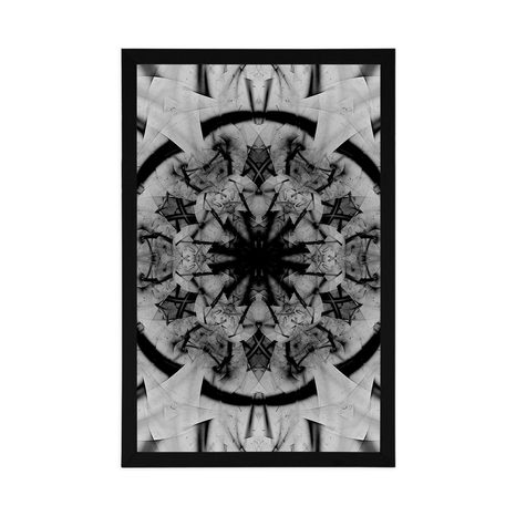 PLAKAT APSTRAKCIJA MANDALE U CRNO-BIJELOM DIZAJNU - CRNO-BIJELE - PLAKATI