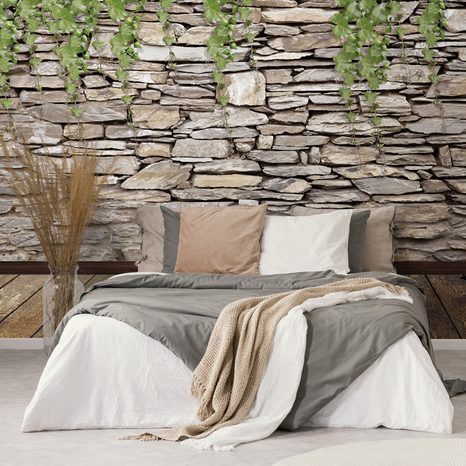 TAPETA STĚNA POKRYTÁ LISTY - TAPETY PŘÍRODA - TAPETY