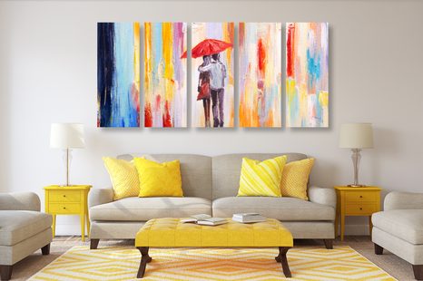 TABLOU 5-PIESE PLIMBARE ÎN PLOAIE - TABLOURI DRAGOSTE - TABLOURI