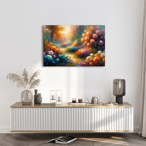 WANDBILD WEG ZWISCHEN BLUMEN - WANDBILDER FELDER UND WIESEN - BILDER