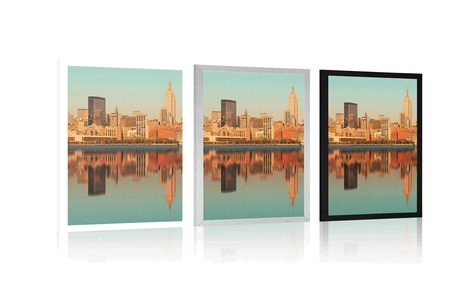 POSTER CHARMING NEW YORK CITY REFLECTED IN THE WATER - CITIES - POSTERS