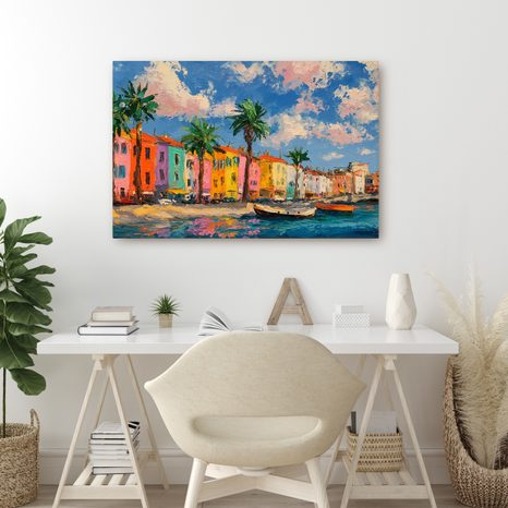 OBRAZ BAREVNÉ DOMY U POBŘEŽÍ - BAREVNÉ DOMY - OBRAZY