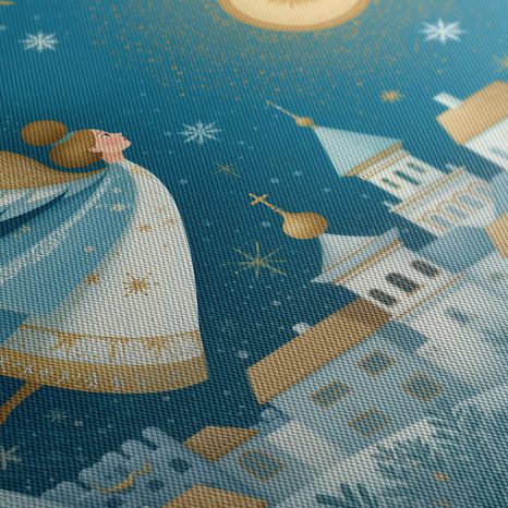 VÁNOČNÍ OBRAZ ANDĚL NAD ZIMNÍ VESNICÍ - VÁNOČNÍ A ZIMNÍ OBRAZY - OBRAZY