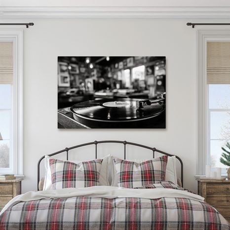 WANDBILD RETRO PLATTENSPIELER IM INTERIEUR - VINTAGE- UND RETRO-BILDER - BILDER