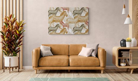 WANDBILD REICH DER ZEBRAS - WANDBILDER ZEBRAS UND GIRAFFEN - BILDER