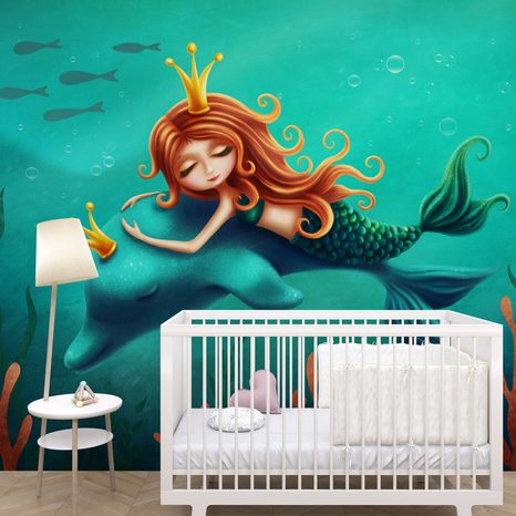 WALLPAPER MERMAID WITH A DOLPHIN - CHILDRENS WALLPAPERS - WALLPAPERS