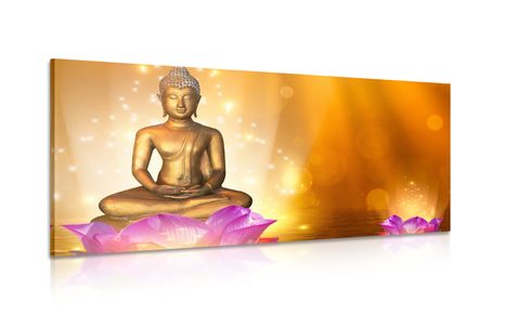 WANDBILD BUDDHA-STATUE AUF EINER LOTOSBLÜTE - BILDER MIT FENG SHUI-MOTIVEN - BILDER