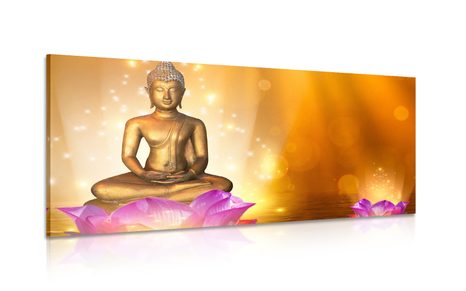 CANVAS PRINT BUDDHA STATUE ON A LOTUS FLOWER - PICTURES FENG SHUI - PICTURES