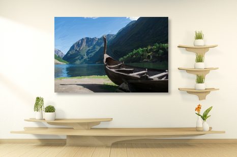 WANDBILD HÖLZERNES WIKINGERSCHIFF - BILDER VON NATUR UND LANDSCHAFT - BILDER