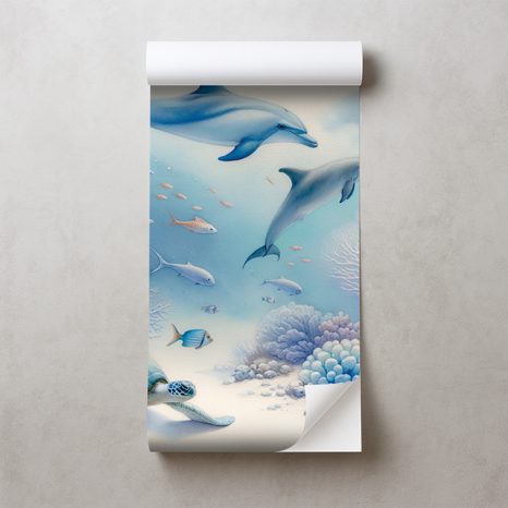 CARTA DA PARATI AUTOADESIVA – MONDO SOTTOMARINO CON DELFINI - CARTA DA PARATI - 🔥 SVENDITA TOTALE