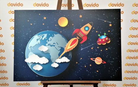 STAMPA SU TELA – VERSO LO SPAZIO - QUADRI PER BAMBINI - STAMPE E QUADRI