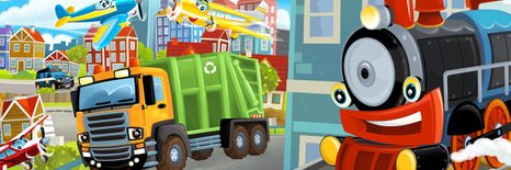 CANVAS PRINT TRAIN IN THE CITY - CHILDRENS PICTURES - PICTURES