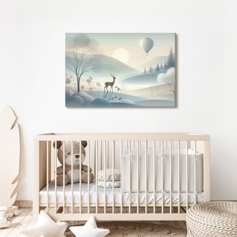 OBRAZ JELEN V MLŽNÉM ÚDOLÍ PŘI SVÍTÁNÍ - OBRAZY ZVÍŘAT - OBRAZY