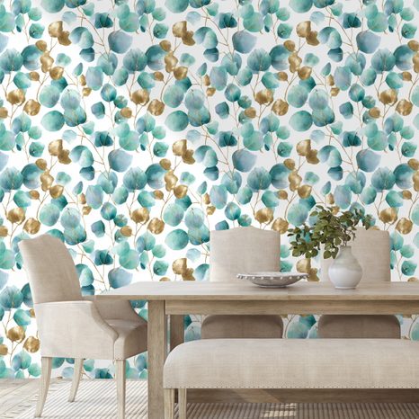 FOTOTAPETA ZLATÉ A TYRKYSOVÉ LISTY - TAPETY PODLE MOTIVU - TAPETY