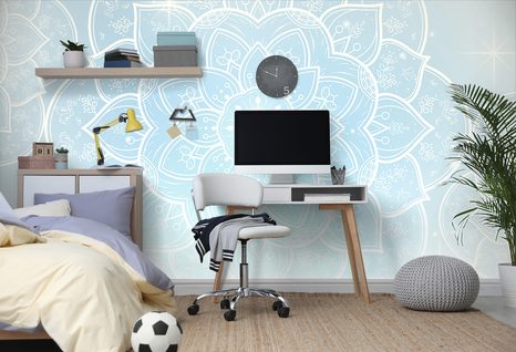 CARTA DA PARATI – MANDALA ORIENTALE CELESTE - CARTA DA PARATI FENG SHUI - CARTA DA PARATI