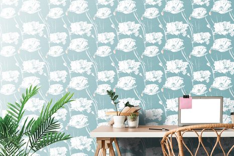 TAPETA PŮVABNÉ MÁKY S TYRKYSOVÝM POZADÍM - TAPETY KVĚTINY - TAPETY