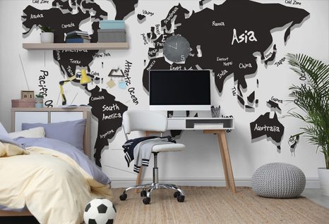 CARTA DA PARATI – MAPPA IN BIANCO E NERO UNICA - CARTA DA PARATI MAPPE - CARTA DA PARATI