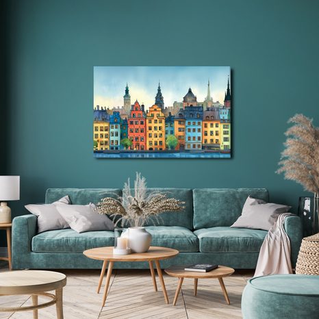 SLIKA POVIJESNI GRAD UZ RIJEKU - ŠARENE KUĆE - SLIKE