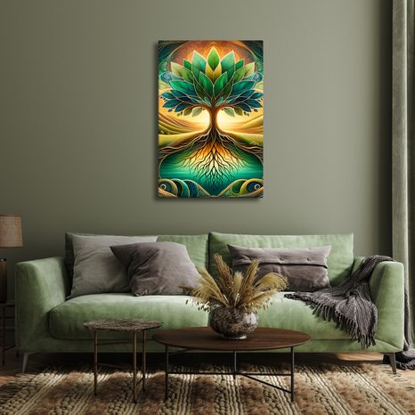 WANDBILD MYSTISCHER BAUM DES LEBENS AM SEE - BILDER BÄUME DES LEBENS - BILDER