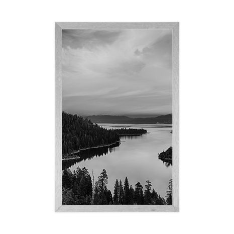 POSTER LAKE AT SUNSET IN BLACK AND WHITE - NATURE - POSTERS