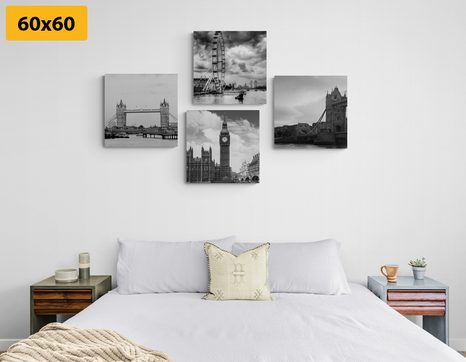SET DI QUADRI – LONDRA MISTERIOSA IN BIANCO E NERO - COLLEZIONI DI QUADRI - STAMPE E QUADRI