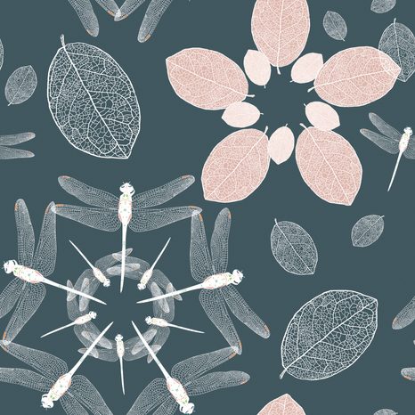 CARTA DA PARATI – LIBELLULE NEL CERCHIO MANDALA - CARTA DA PARATI SCHEMA - CARTA DA PARATI