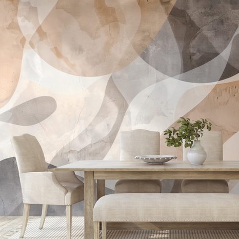 TAPET AUTOADEZIV FORME ABSTRACTE BEJ ȘI GRI - TAPET ABSTRACT - TAPETURI