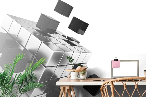 TAPETA ČERNOBÍLÁ STRATEGICKÁ KOSTKA - ČERNOBÍLÉ TAPETY - TAPETY