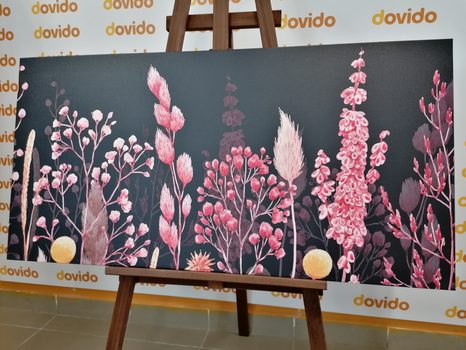 WANDBILD VARIANTEN VON GRAS IN ROSA - BILDER BLUMEN - BILDER